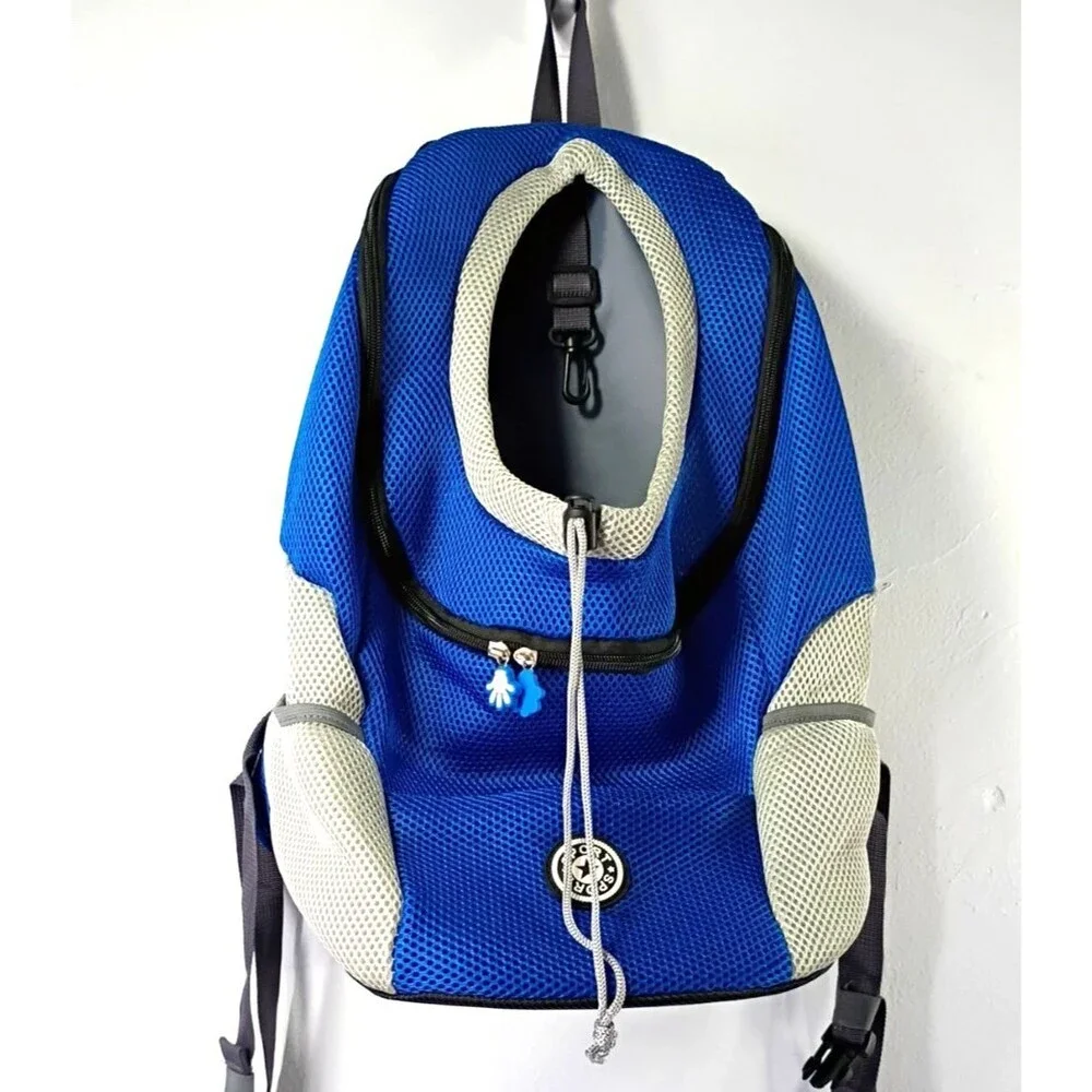 Dog Carrier Pet Sports Backpack Peek A Boo Hole Royal Blue Soft Side Adjustable